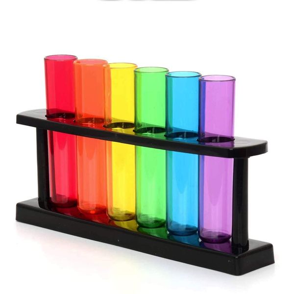 CKB LTD - Bar Amigos Test Tube Party Drink Shots Plastic Glasses Novelty Shooters - Multi Colour - Set of 6