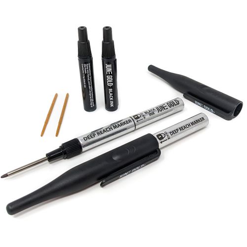 June Gold 2 Black Deep Reach Markers, 2 Ink Refill Bottles, 2 Tip Replacements, 30 mm Reach & 2 mm Felt Tip