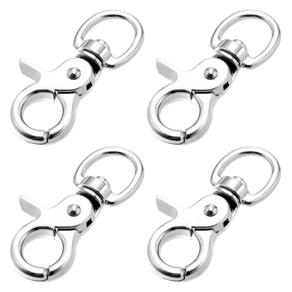 Snap Trigger Snap Stainless Steel Snap Hook Spring Hook Key Chain 360 Degree Rotation 4pcs Fall Prevention Load Capacity 6cm Silver