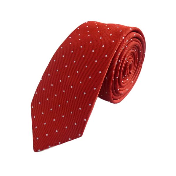 Retro Pin Spot Skinny Tie (Red (White Dot))
