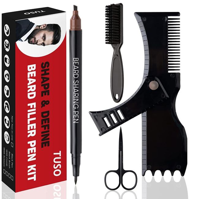 BEST Beard Filler Pen Comb Scissors for Men / Pencil & Brush Beard Kit