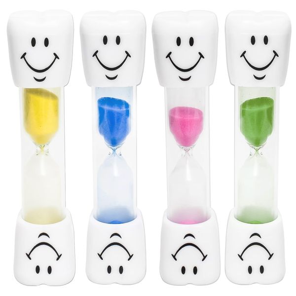 GMHLLES Toothbrush Timer for Kids,4 Pcs 2 Minute Timer for Teeth 2-Minute Smile Hourglass Timer Child Sand Timers Suitable for Maintaining Oral Hygiene for Children Brushing Teeth Children's Day Gift