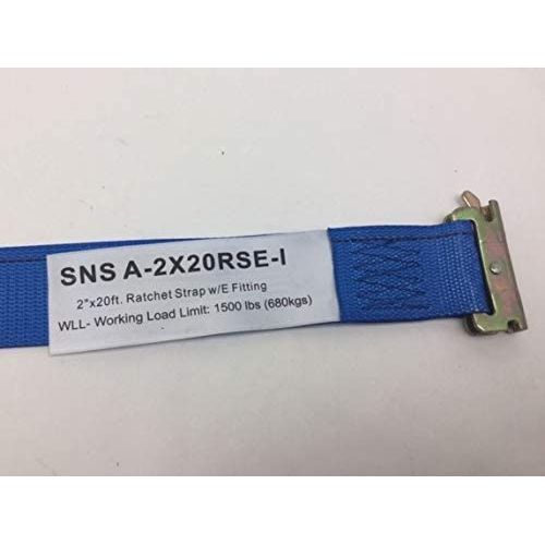 AutoHauler Supply Cargo Van Ratchet Straps with E-Track Spring Ends for Box Truck, Van or Trailer Load Securing (20' - 1,500lbs WLL, 6)