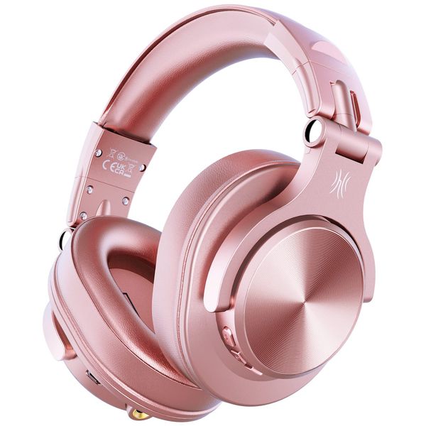 OneOdio Bluetooth Kopfhörer Over Ear, 72 Stdn HiFi Stereo Kopfhörer Kabellos, Wireless Headphones mit 6.35mm & 3.5mm Klinke für Studio DJ Handy PC AMP - Roségold