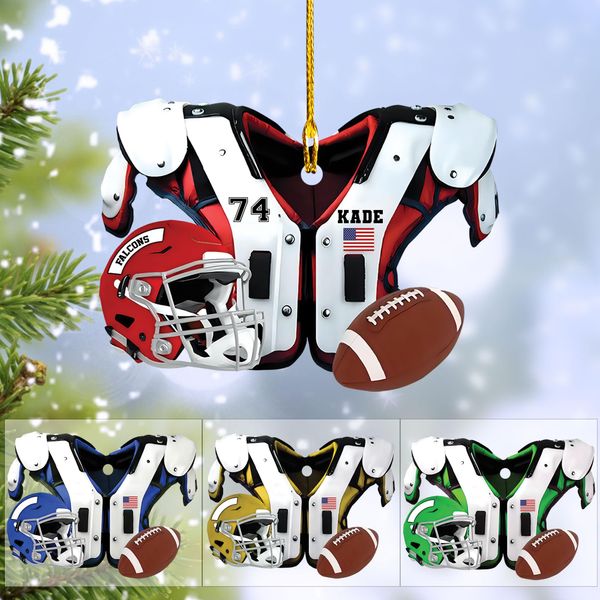 Personalized Football Ornaments 2024, Custom Football Ornament for Tree, Football Christmas Ornaments Football Ornaments for Tree Football Helmet Ornament Football Pad Gift for Football Player (FN1)