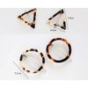 2Pairs Leopard Print Acrylic Geometric Shape Hair Clip Triangle and Round Side Clamp Hair Pin Insert Clasp Grip Barrettes Headwear Headdress for Hairdressing Decoration