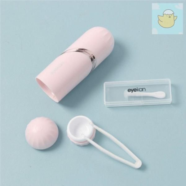 Capsule Heart Lens Case Pink Lens Cleaning Container Wetting Agent