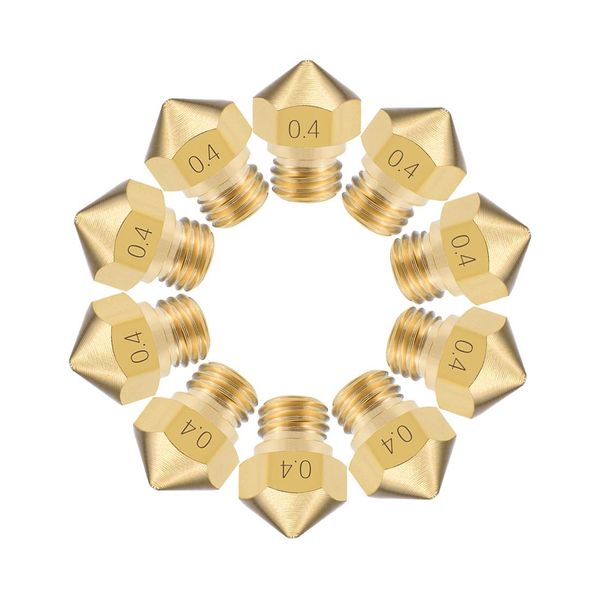 uxcell 3D Printer Nozzle Head 0.4mm Replacement for M7 Screws Brass M K10 for 1.75mm Extruder Prints 10 Pcs