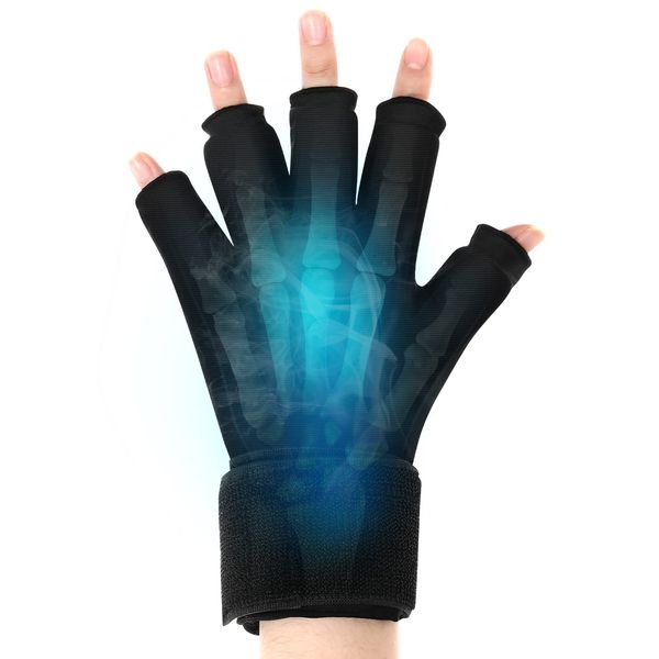 Tolaccea Finger Ice Glove for Arthritis Pain Relief, Adjustable Wrist Strap Hand Compression Ice Pack for Hot & Cold Therapy, Reusable Gel Cold Pack for Tendinitis, Carpal Tunnel (M)