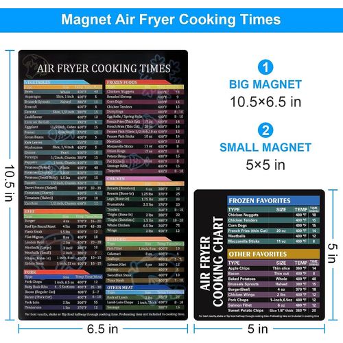 Air Fryer Cheat Sheet Magnetic Air Fryer Cooking Times Chart Magnet Cheat Sheet Set Air Fryer Accessories Cook Book Recipe Card Meat Temp Guide for Airfryer Oven Cooking Pot Kitchen Appliances 2 Pack