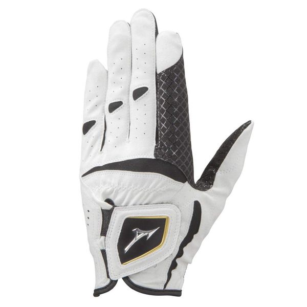 MIZUNO Golf Gloves, Double Grip, For Left Hand, Artificial Leather + Silicone Print Processing x Synthetic Leather, White/Black, 8.7 inches (22 cm)