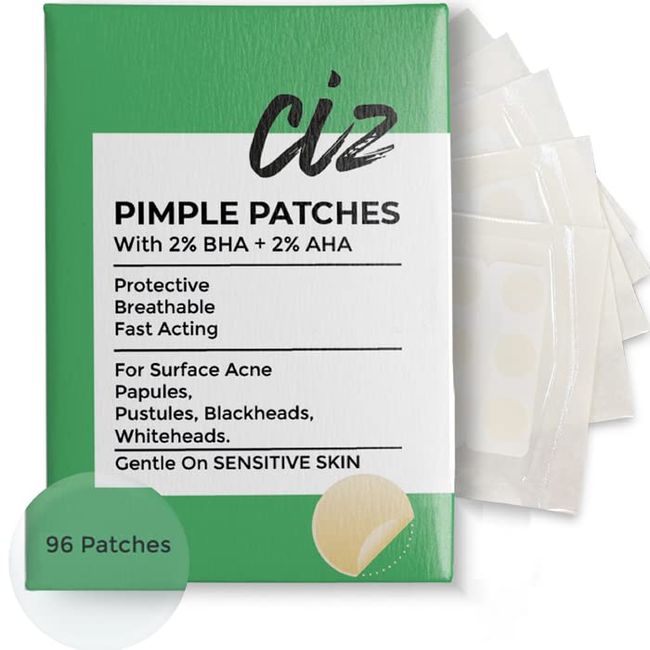 Hydrocolloid Acne Patches for Face, with 2% BHA and 2% AHA, Breathable Zit Patches for Face, Skin-friendly Pimple Patches for Face