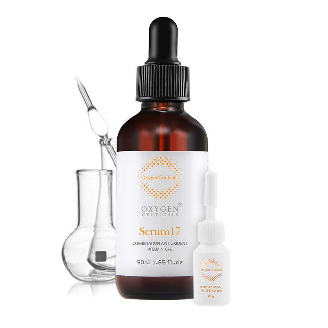 OxygenCeuticals Vitamin C + E Serum with Hyaluronic Acid, Sodium PCA & Vitamin E for Face and Neck | Antioxidant rich, Hydrating, Softening & Brightening Skin Tone Treatment | Age spot correcto