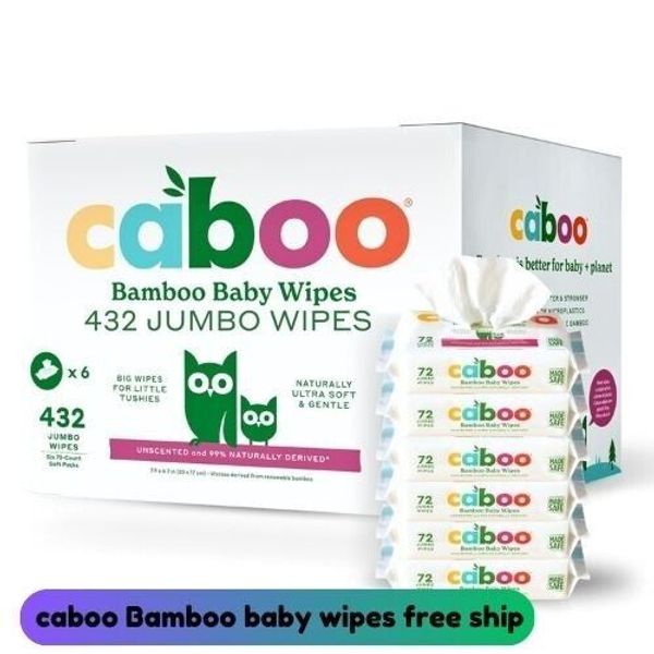 Caboo Tree-Free Bamboo Baby Wipes, Eco-Friendly Naturally Derived Baby 432 Wipes