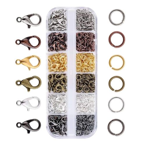JZK 140 pcs Jewellery lobster claw clasps + 990 pcs open jump rings, jewelry accessories kit for jewellery findings jewelry making handmade jewelry