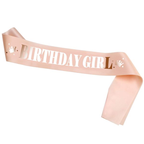 Konsait Rose Gold Birthday Sash Birthday Girl Satin Sash Party Favour Birthday Gift Birthday Accessories for Girls Woman, One Size