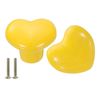 sourcing map 2 Packs Ceramic Drawer Knobs, Heart-Shaped Dresser Pulls, Decorative Drawer Knobs with M4 x 25mm Screw for Cupboard Wardrobe, Yellow