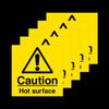 5x Caution Hot Surface 100x100mm Rigid Plastic Signs