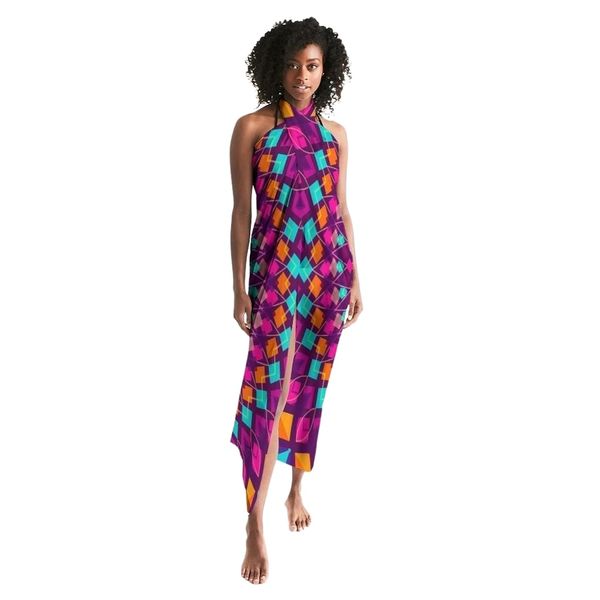 Sheer Sarong Swimsuit Cover Up Wrap / Purple Kaleidoscope - Universal