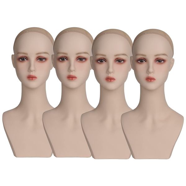 4pcs Caucasian Mannequin Head Manikin Head Bust for Wigs,Makeup,Beauty Accessories