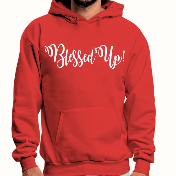 Mens Graphic Hoodie Blessed Up - Red / 4XL