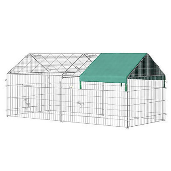 87"x41"Outdoor Metal Pet Enclosure Small Animal Playpen Rabbit Hutch Green