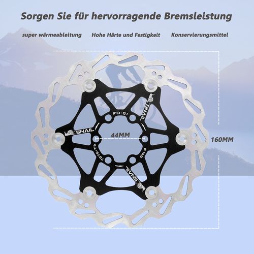 Jane Eyre Brake Discs 160 mm 180 mm 203 mm, Bicycle Brake Disc Mountain Bike Type Floating Brake Disc Centre Lock Cycling Accessories (Black 160 mm)