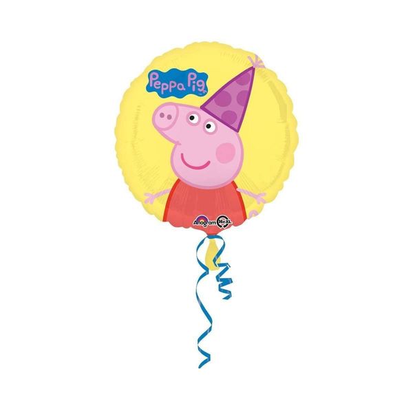 Amscan 3190901 Peppa Pig Yellow Round Foil Balloon Theme-1 Pc