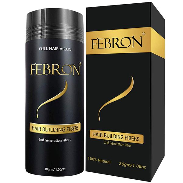 FEBRON Hair Fibers For Thinning Hair GRAY For Women & Men Hair Loss Concealer Hair Powder Volumizing Based 100% Undetectable & Natural - Bald Spots Filler (30 Gram, Gray)