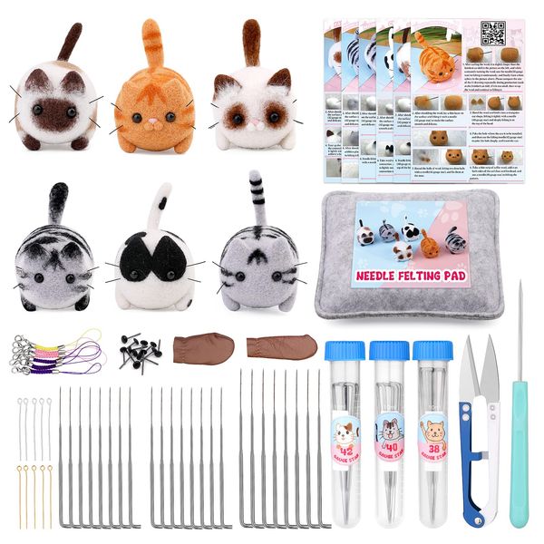 Needle Felting Starter Kit, Wool Roving Set and Needle Felting Tool, Wool Felting Doll Making Needle Felting Kit, Needle Felting Supplies for Beginners DIY Felting Craft Project