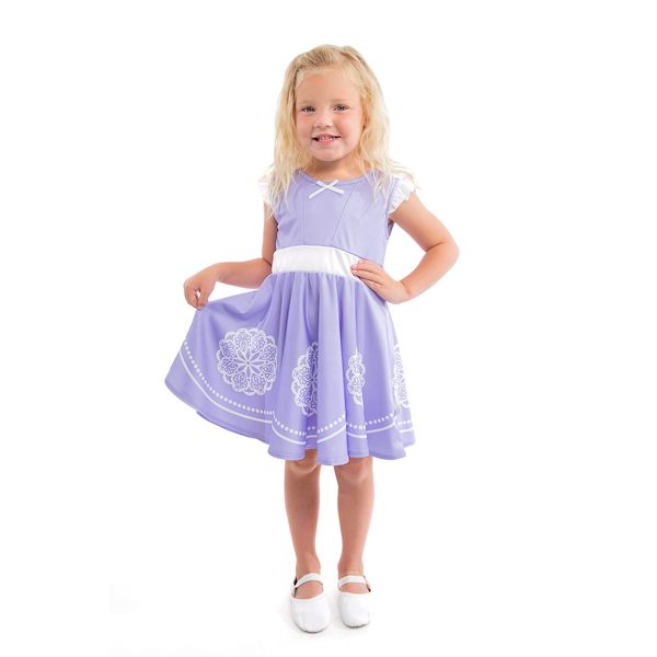 Little Adventures Amulet Princess Twirl Dress - Machine Washable Child Pretend Play and Party Dress with No Glitter (Size 4) Purple