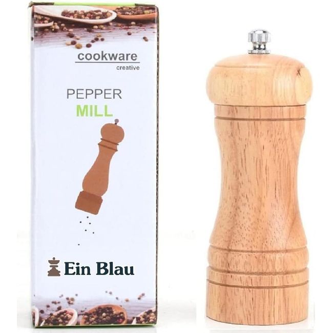 Ain Blau Multi-Purpose Mill, Pepper Mill, Salt Mill, Natural Oak, Solid Wood, Ceramic, 5.7 inches (14.5 cm), Oak Color