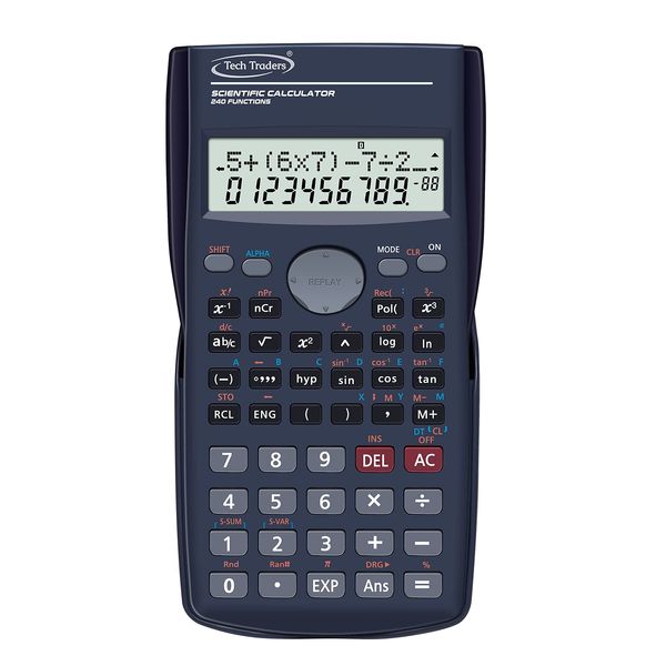 Scientific Calculator with 240 Function, Student Calculator with Double Line LCD Display and Slide-On Protective Hard Case