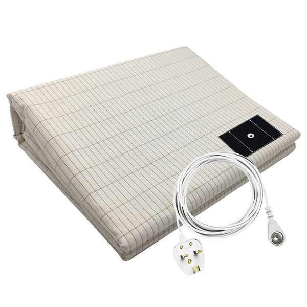 Earthing Half Sheet with 15ft Grounding Cord, Silver Conductive Grounding Sheet for Better Sleep Safe Washable (39x80in)