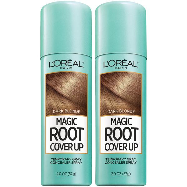 L'Oreal Paris Root Cover Up Temporary Gray Concealer Spray, Hair Color Spray with Filling & Thickening Coverage, Dark Blonde, Pack of 2, Packaging May Vary