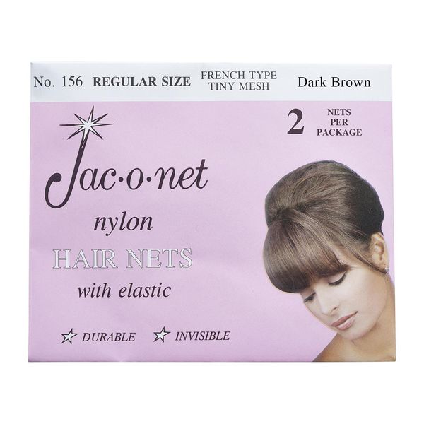 Jac-O-Net French Type, Tiny Mesh Hair Net-Regular Size, Dark Brown,2 Net Per Pack [Pack of 12]