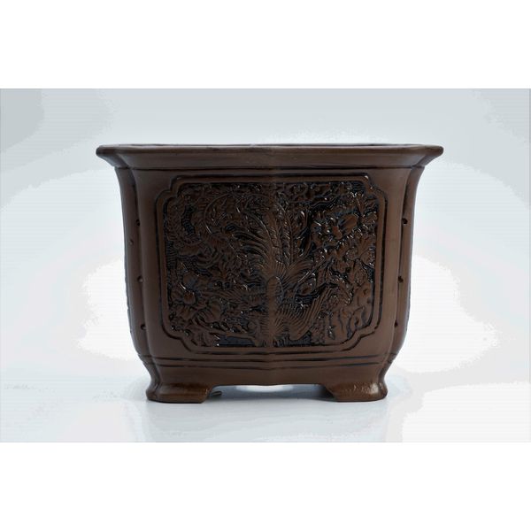 Chinese engraved rectangular  cascade pot  outside 10" x 8.2" x 7.9"H