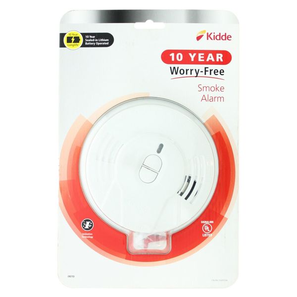 Kidde Smoke Alarm i9010 Ten-Year Battery-Powered Ionization Smoke Alarm, White