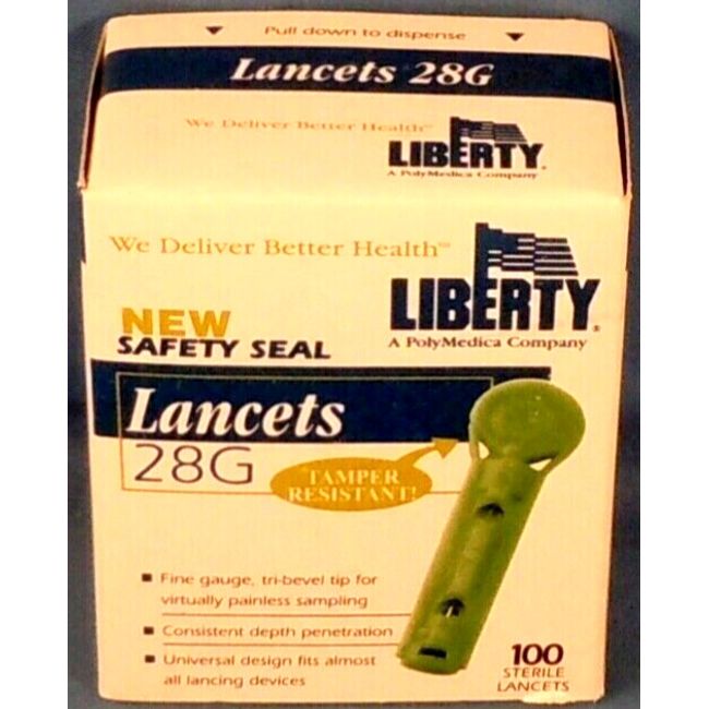 (NEW) Liberty 100 Safety Seal Sterile LANCETS 28G Universal Design FREE US SHIP