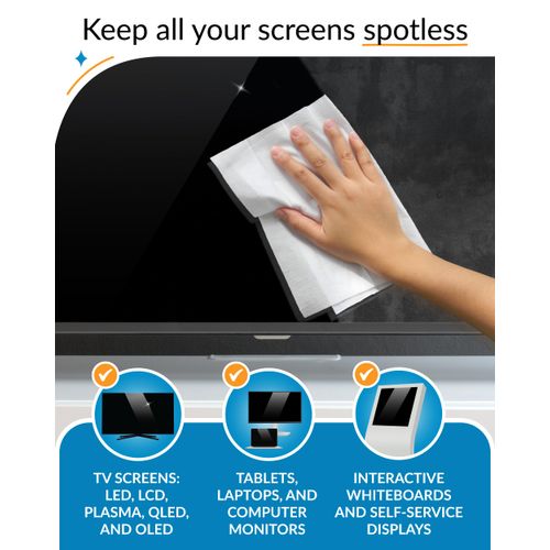 iCloth XL Screen Cleaning Wipes, Lint-Free and Streak-Free, Fast-Drying, Removes Dust, Fingerprints, and Smudges (10 XL Wipes)