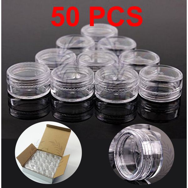 50 pcs 3 gram Clear Lid Jar cosmetic makeup cream pot container Jewelry 3g 3ml