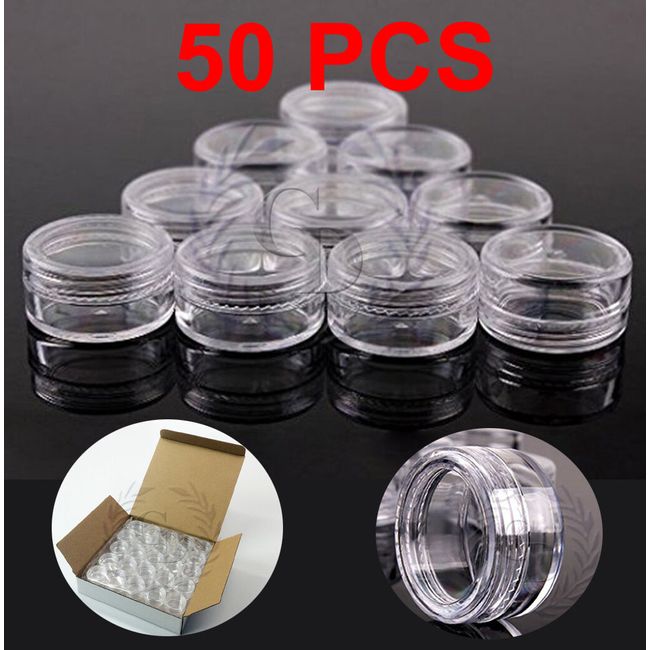 50 pcs 3 gram Clear Lid Jar cosmetic makeup cream pot container Jewelry 3g 3ml