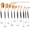10 Pcs Makeup Brush Set Rose Gold Oval Shape , Blending ,Eyeshadow