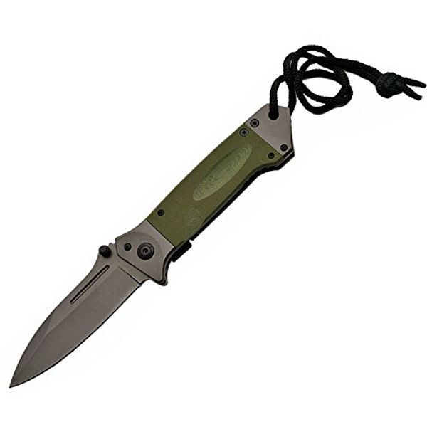 SZCO Supplies Task Force Drop Point Assisted Opening Knife, Green