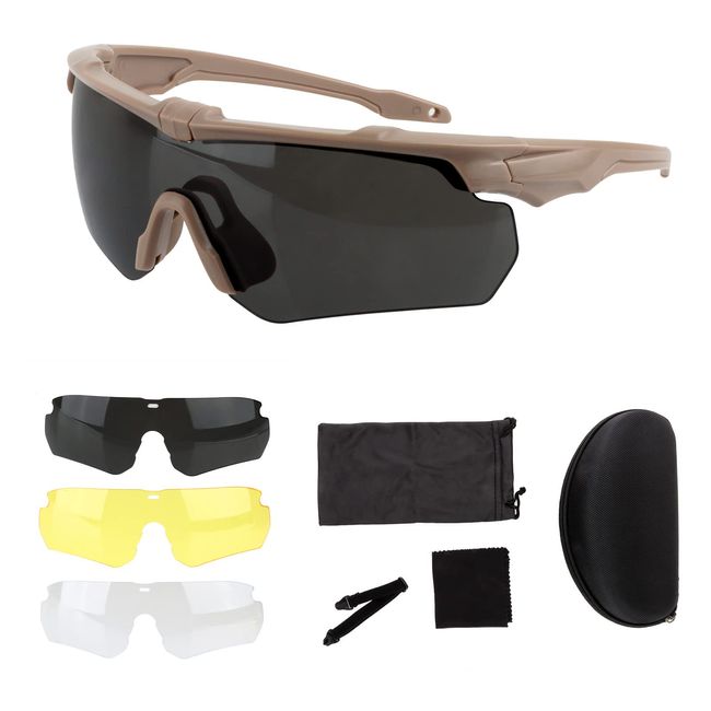 FOCUHUNTER Sportbrille Schutzbrille Anti-Fog-Brille, Brille, Autofahrerbrille Anti-UV400-Sonnenbrille Brille Männer & Frauen zum Radfahren, Wandern, Laufen, Lesen (Khakifarbener Rahmen)