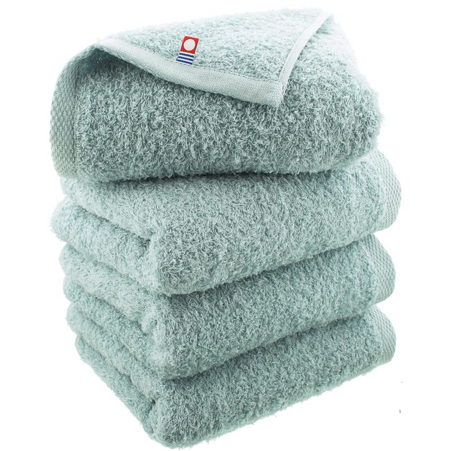 Imabari Factory Certified Imabari Face Towels, Made in Japan, Approx. 31.5 x 13.4 inches (80 x 34 cm), Smokey Blue, Set of 4