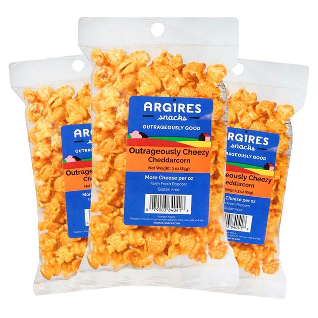 Argires Chicago 3 pack Gourmet Cheddar Cheese Popcorn 3 oz Bags