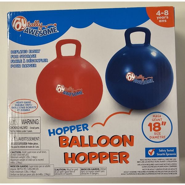 Totally Awesome Balloon Hopper 18" Bouncy Ball With Handle Blue Ride On Ages 4-8