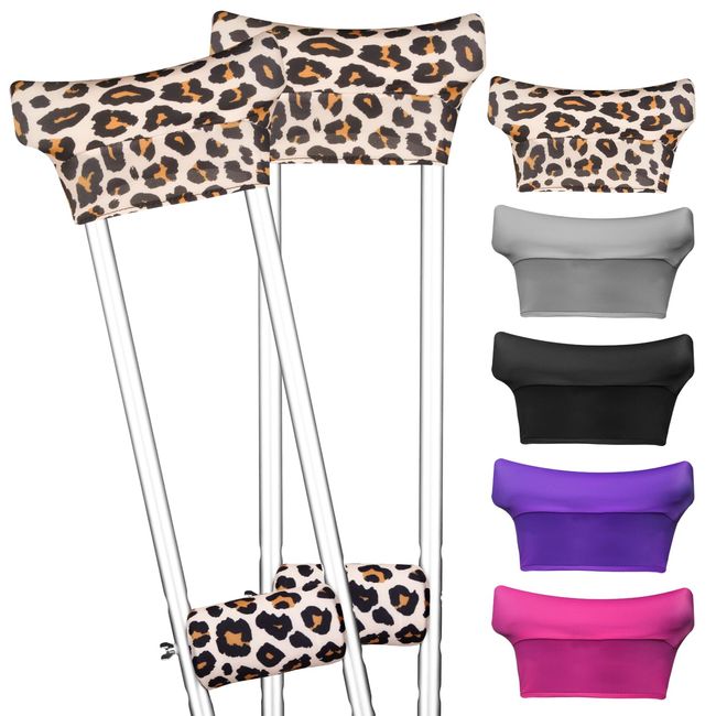 Crutch Pads and Crutch Hand Grip Covers Non Slip Universal Underarm Padding Washable Soft Foam Crutch Pad Covers for Adults, Kids 4PCS (leopard print)