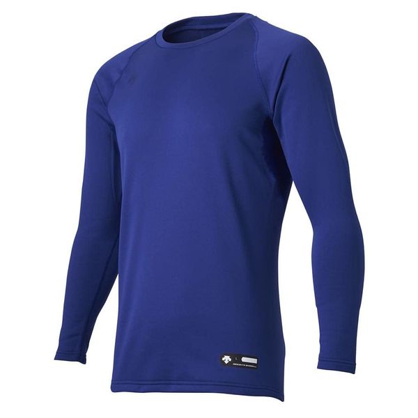 Descente STD-657 Baseball Round Neck Long Sleeve Undershirt, Fleece Lined, Stretch, Royal Blue, M